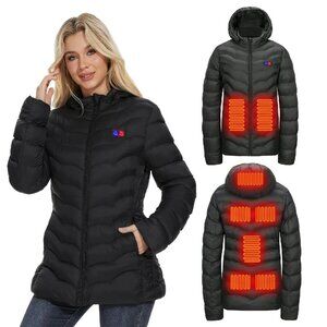 Women's Heated Jacket with Battery Pack, 8 Heating Zones, Water-Resistant